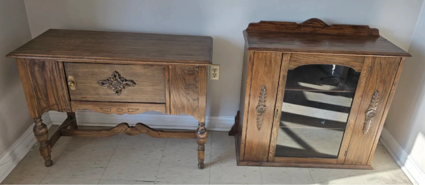 Antique Wooden Side Table with Drawer - photo 2