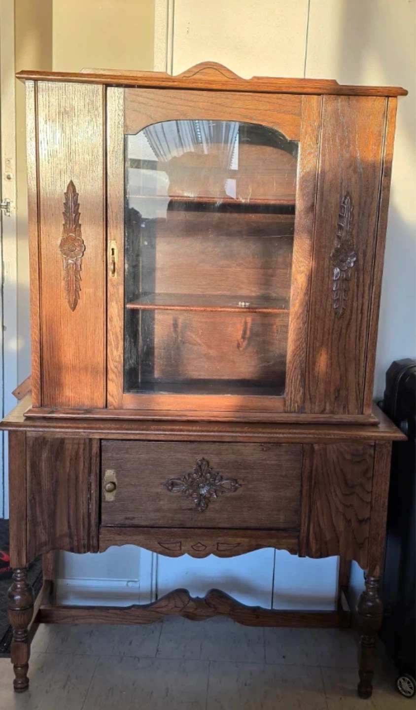 Antique Wooden Side Table with Drawer