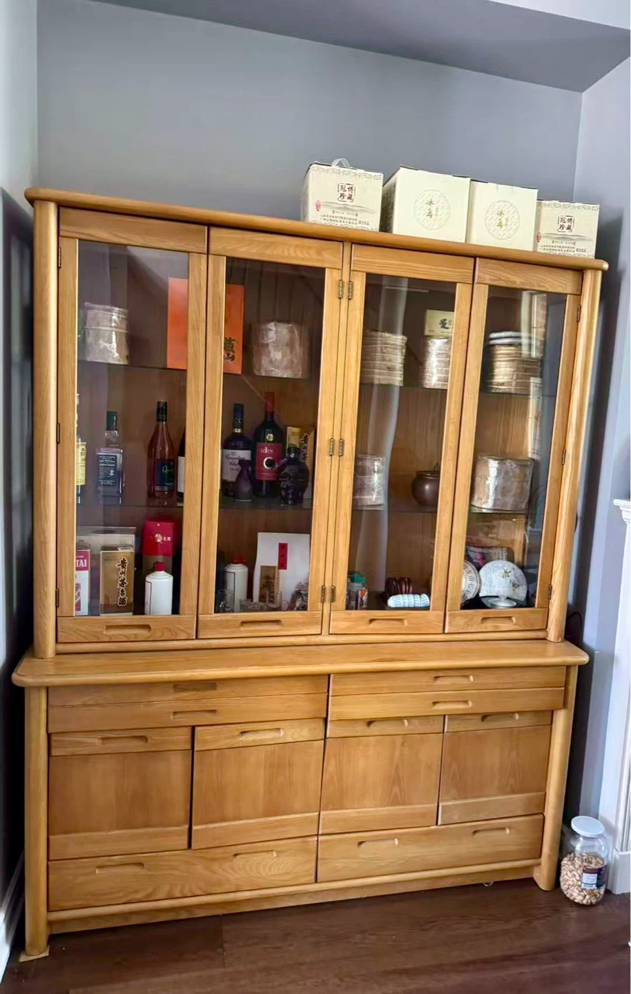 Solid wood Cabinet with Glass Doors