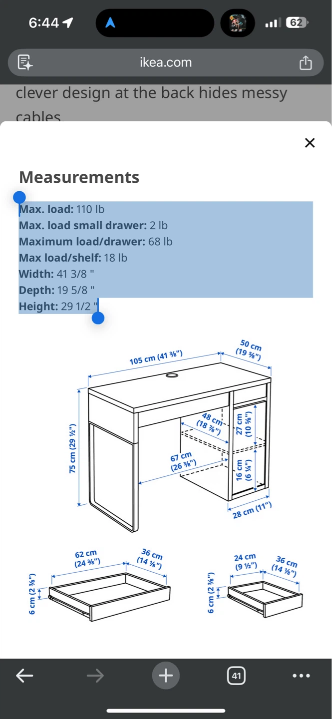 IKEA MICKE White Desk + CHAIR - photo 2