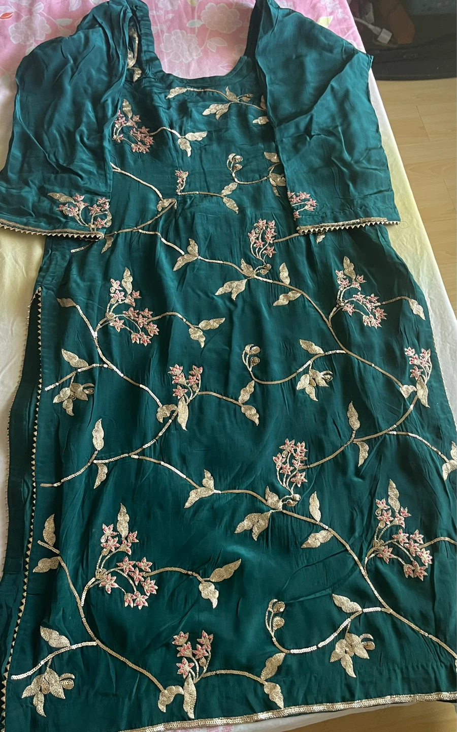 Teal Embroidered 3 piece suit
