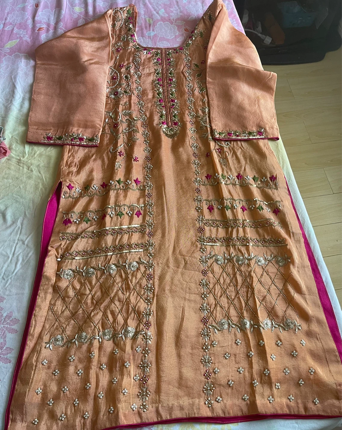 Embroidered Kurti with Salwar and Dupatta