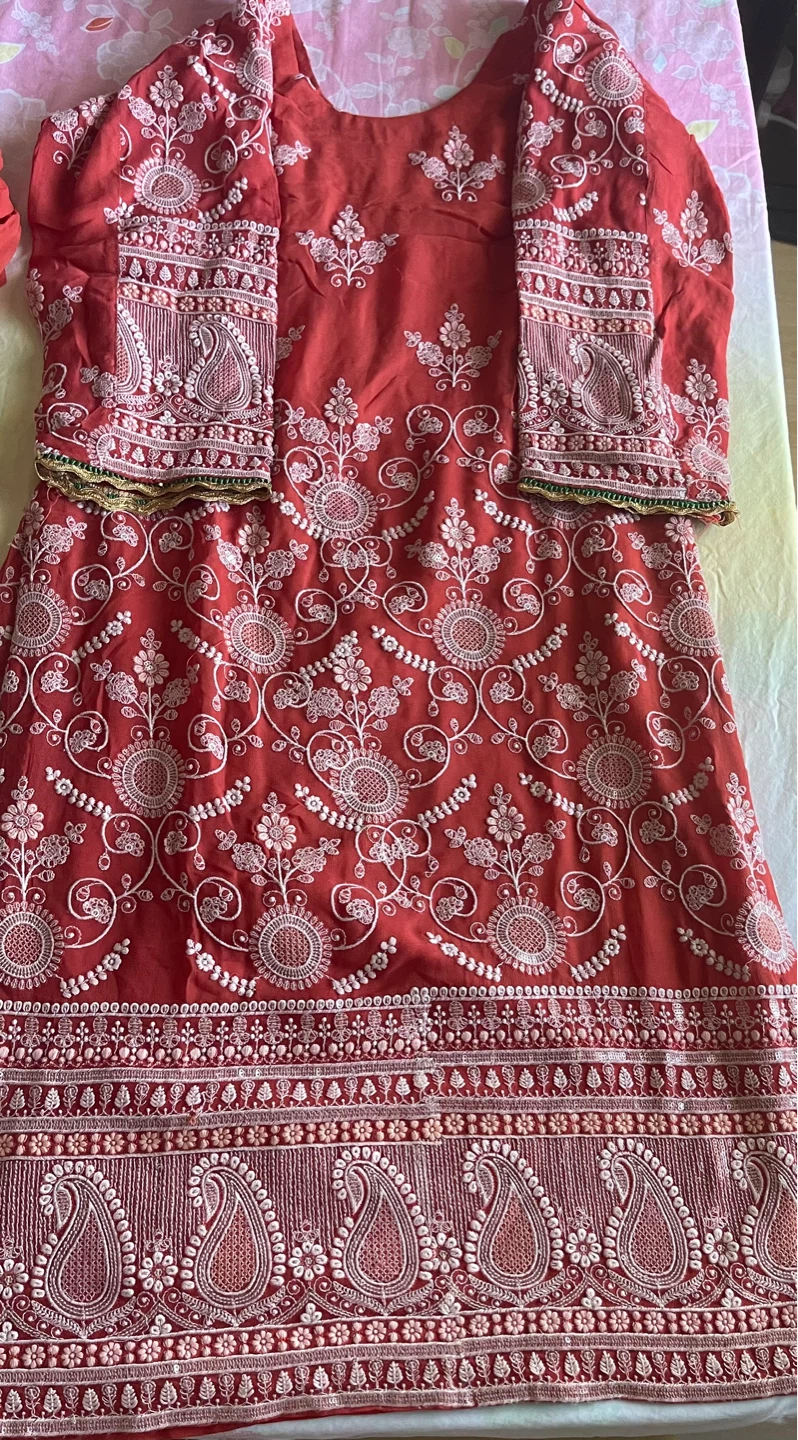 Red Embroidered 3-Piece Shalwar Kameez