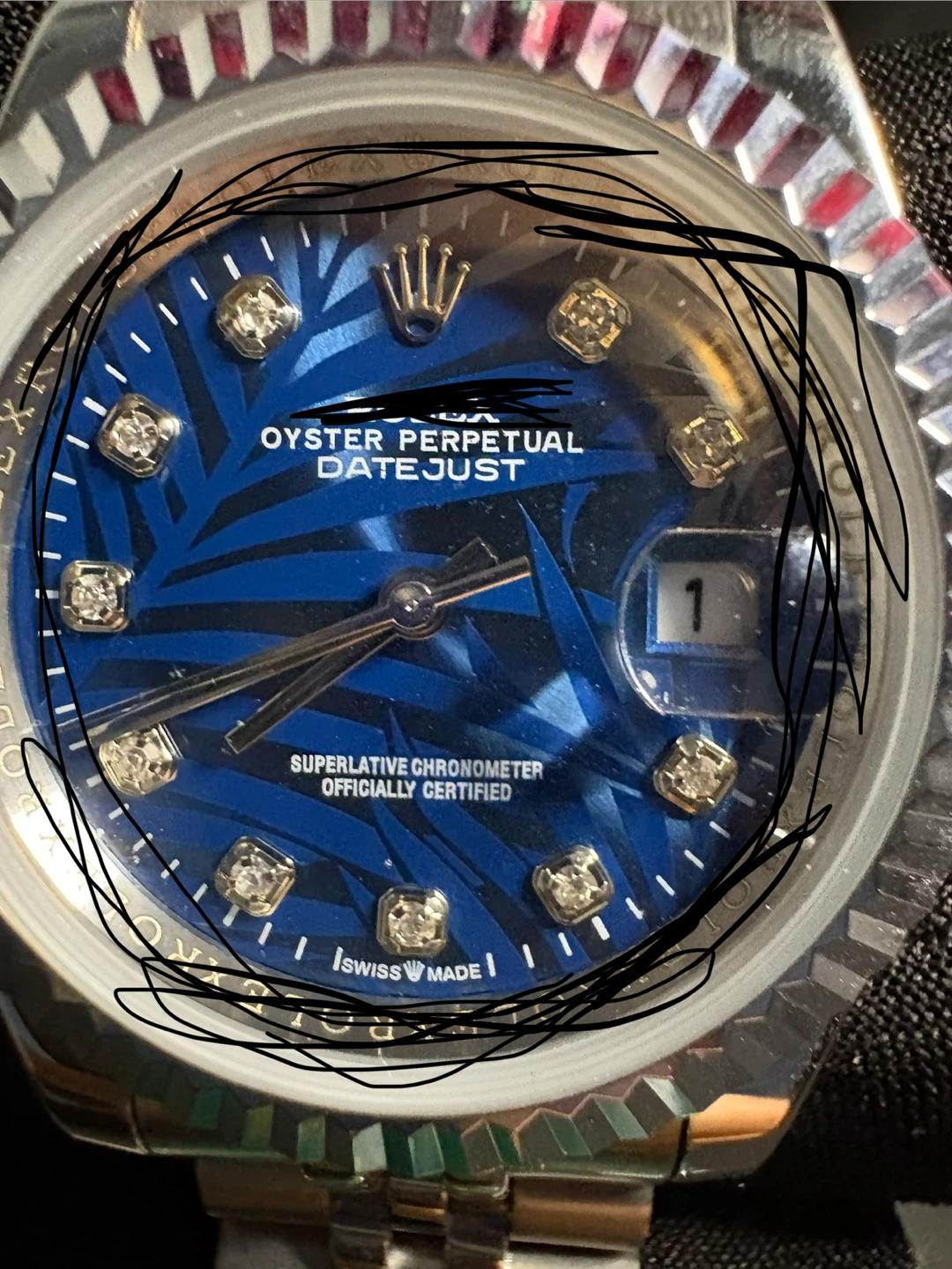 Blue Diamond Dial Automatic Watch – Jubilee Bracelet – Full Set - photo 3