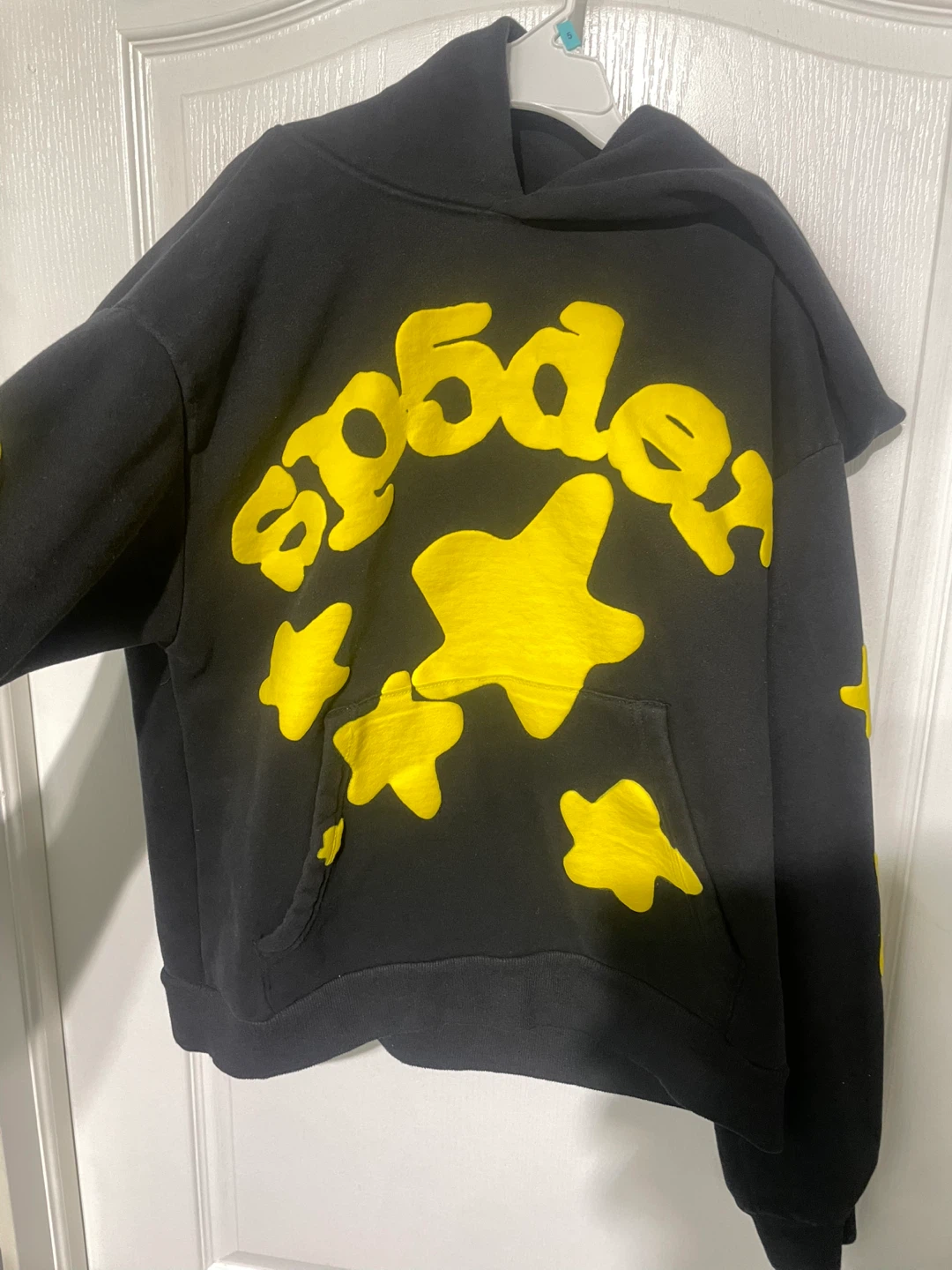 Black Hoodie with Yellow Stars and "Sp5der" Logo - photo 2