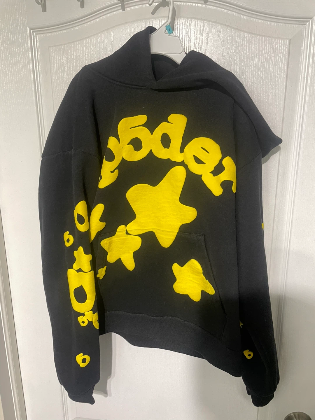 Black Hoodie with Yellow Stars and "Sp5der" Logo - photo 5