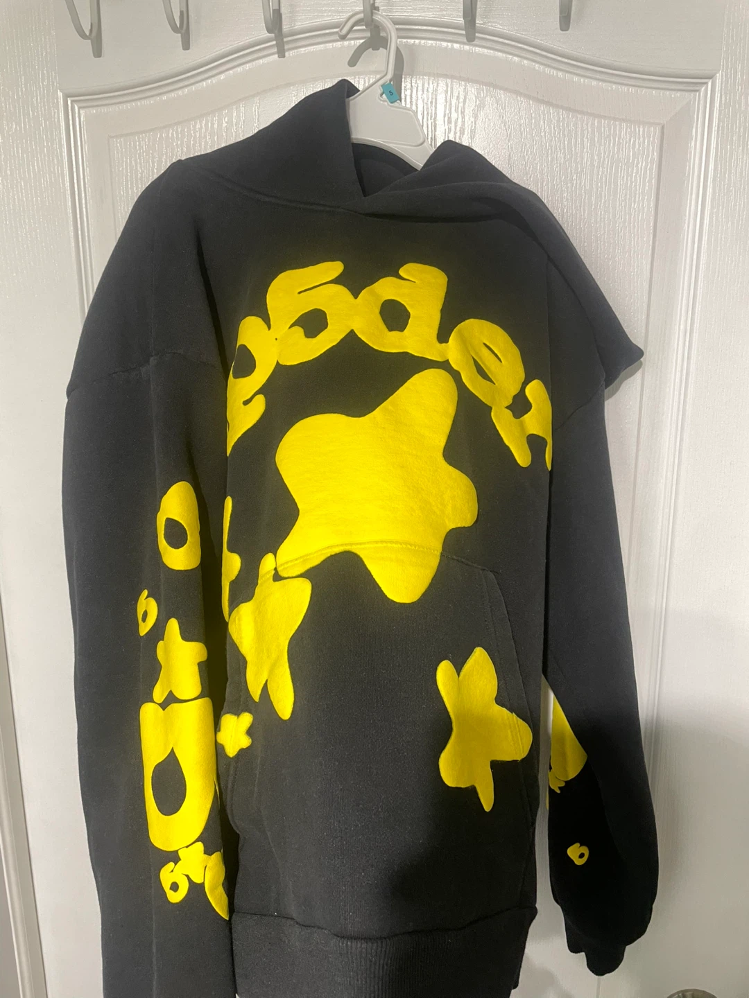 Black Hoodie with Yellow Stars and "Sp5der" Logo - photo 4