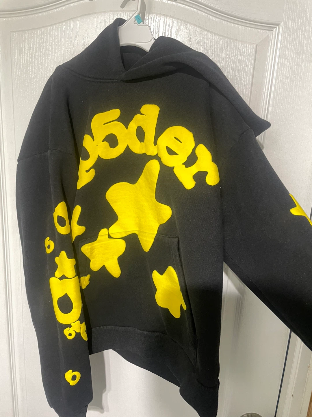 Black Hoodie with Yellow Stars and "Sp5der" Logo - photo 3