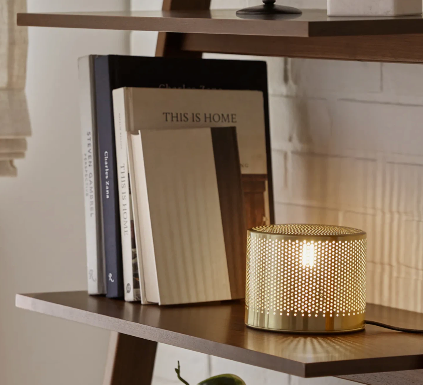 Gold Perforated Cylinder Table Lamp - photo 2