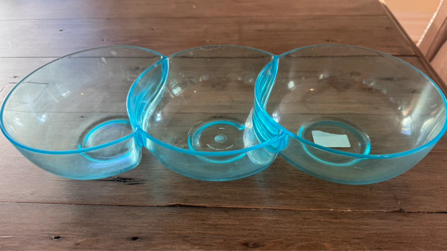 3 Section Clear Blue Serving Dish - photo 2