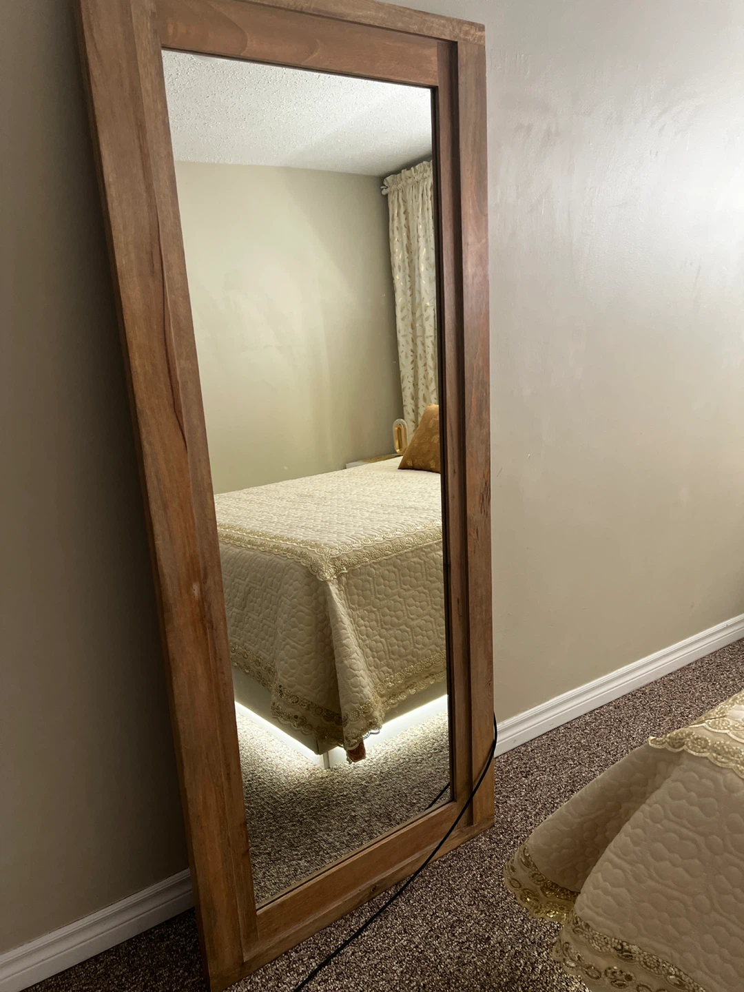 Pamphilios Solid Oak Full Length Beveled Mirror - photo 3