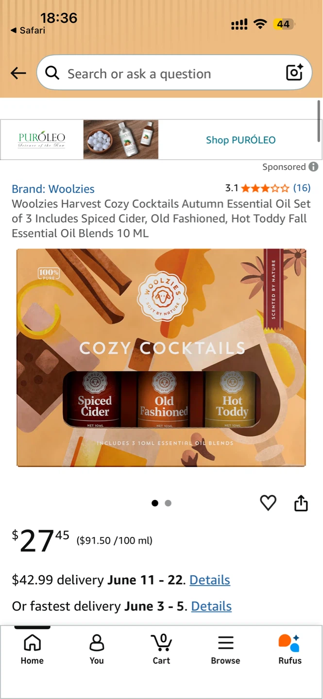 Woolzies Cozy Cocktails Autumn Essential Oil Set