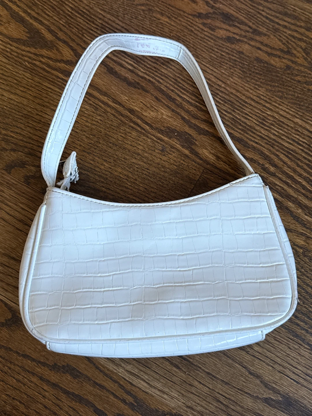 White Crocodile-Embossed Shoulder Bag - photo 2