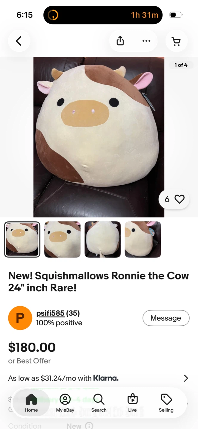 Squishmallow Cow Plush Toy
