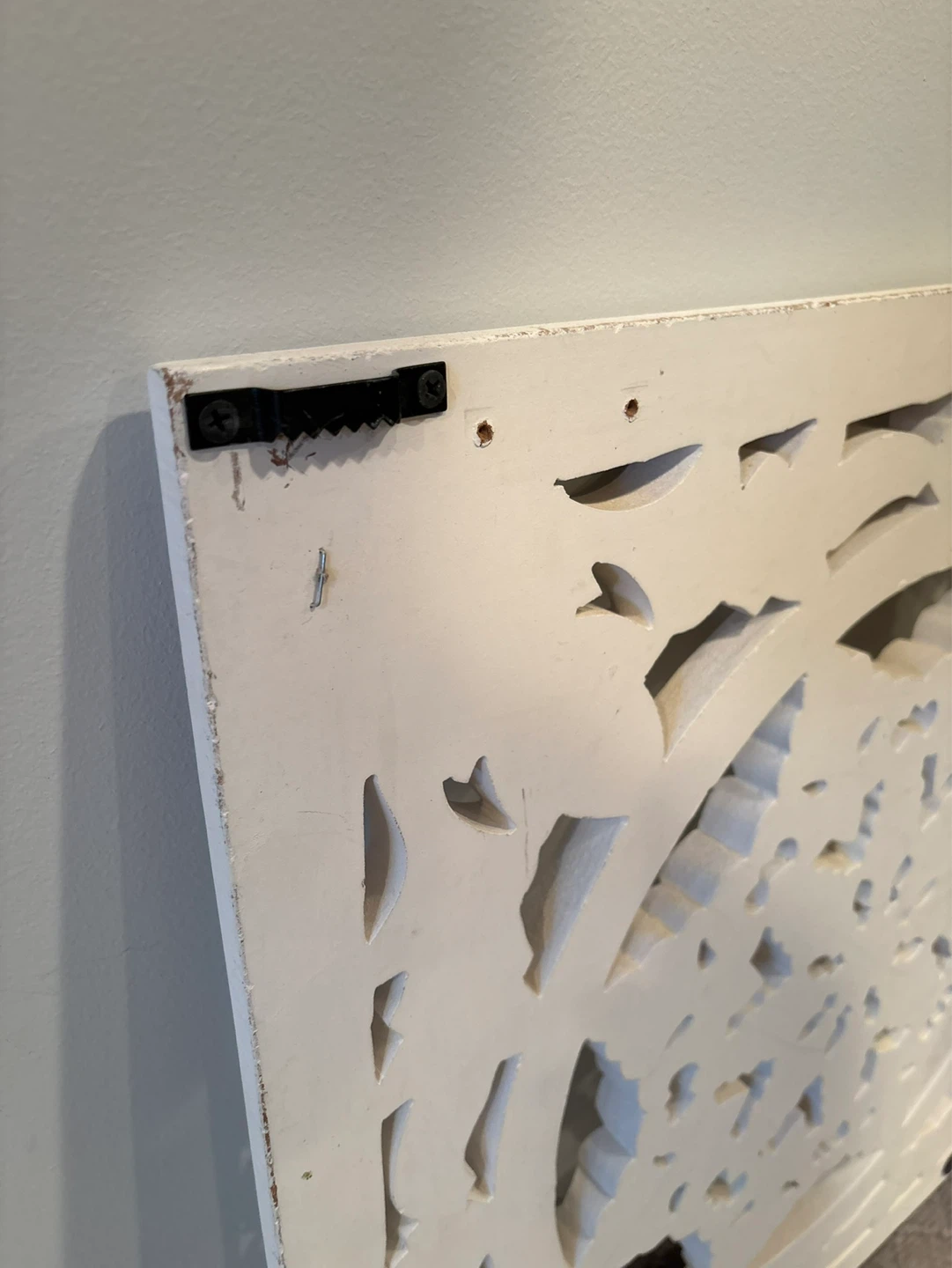 White Carved Wood Wall Art Panel - photo 4
