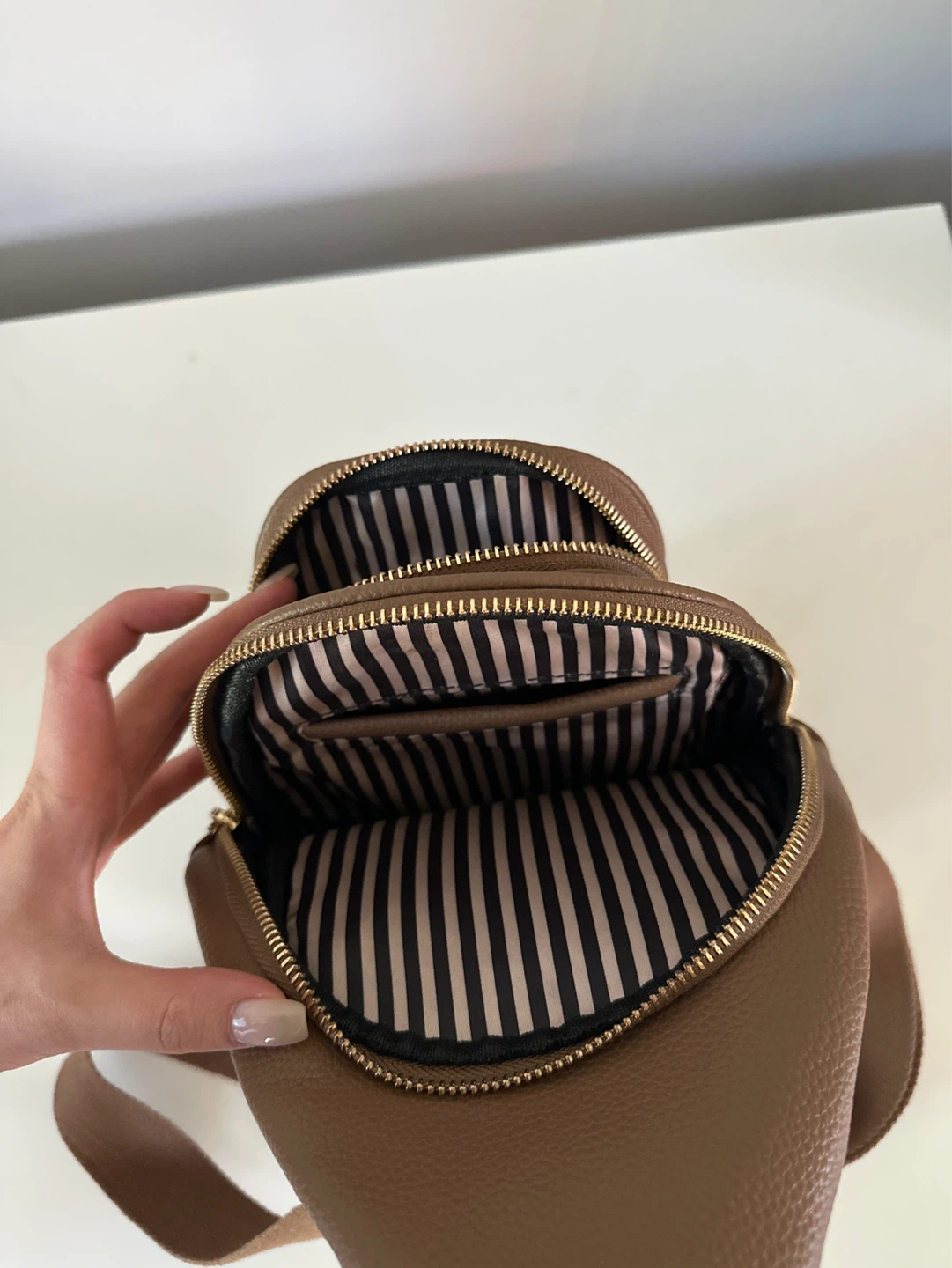 Brown Faux Leather Sling Bag - photo 2
