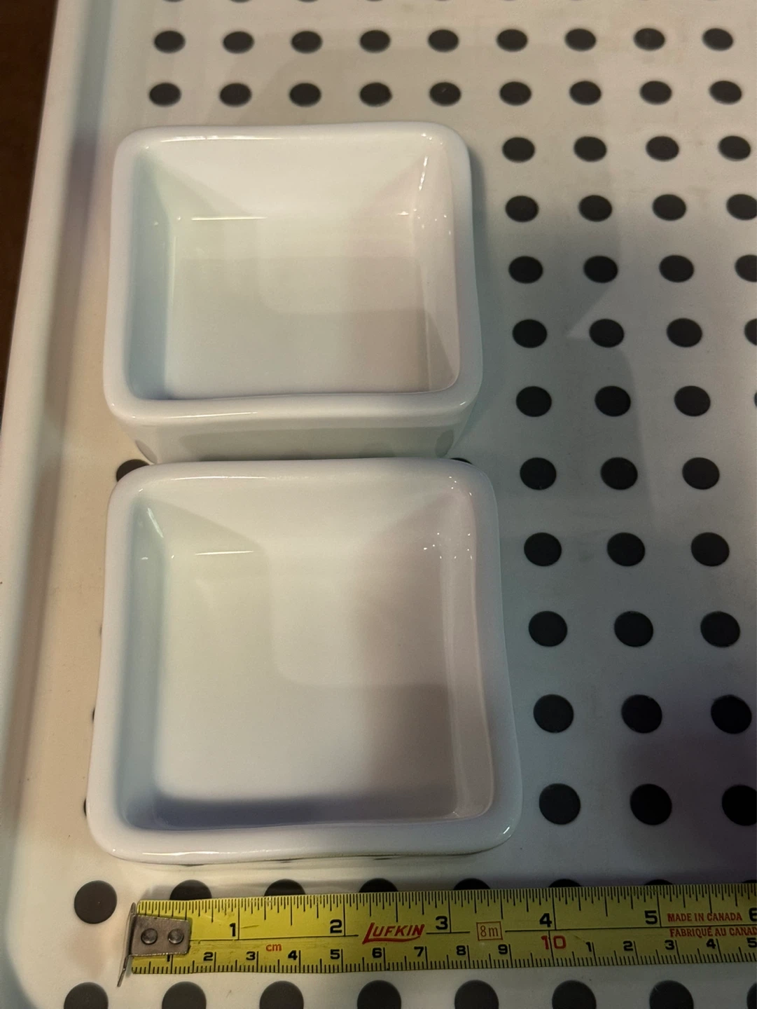 Two White Ceramic Square Bowls