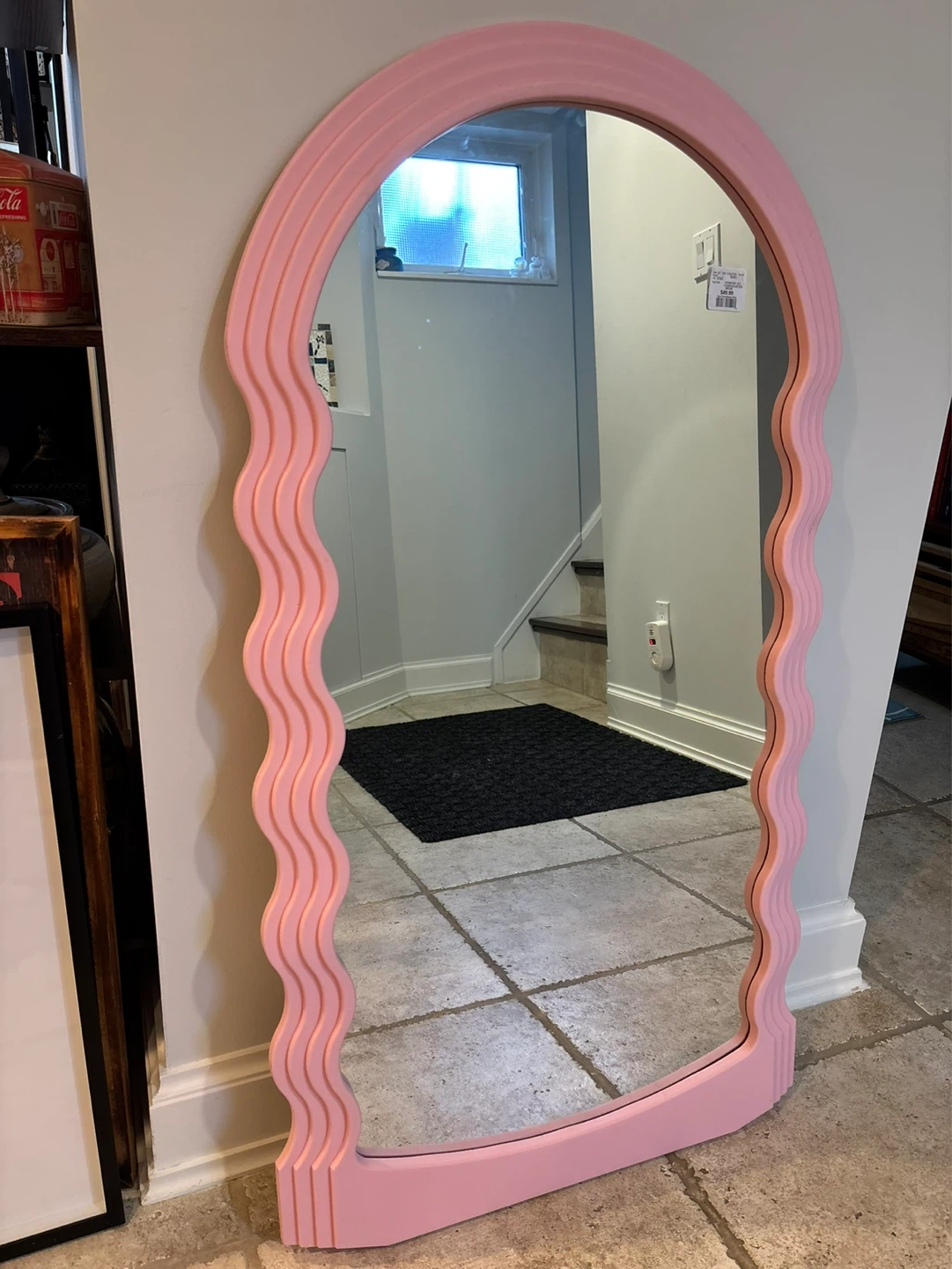 Pink Wavy Arch Mirror