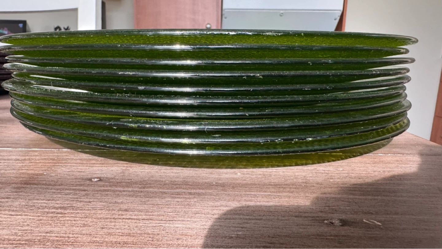 Green Glass Charger Plates Set of 8 plus woven place mats - photo 4