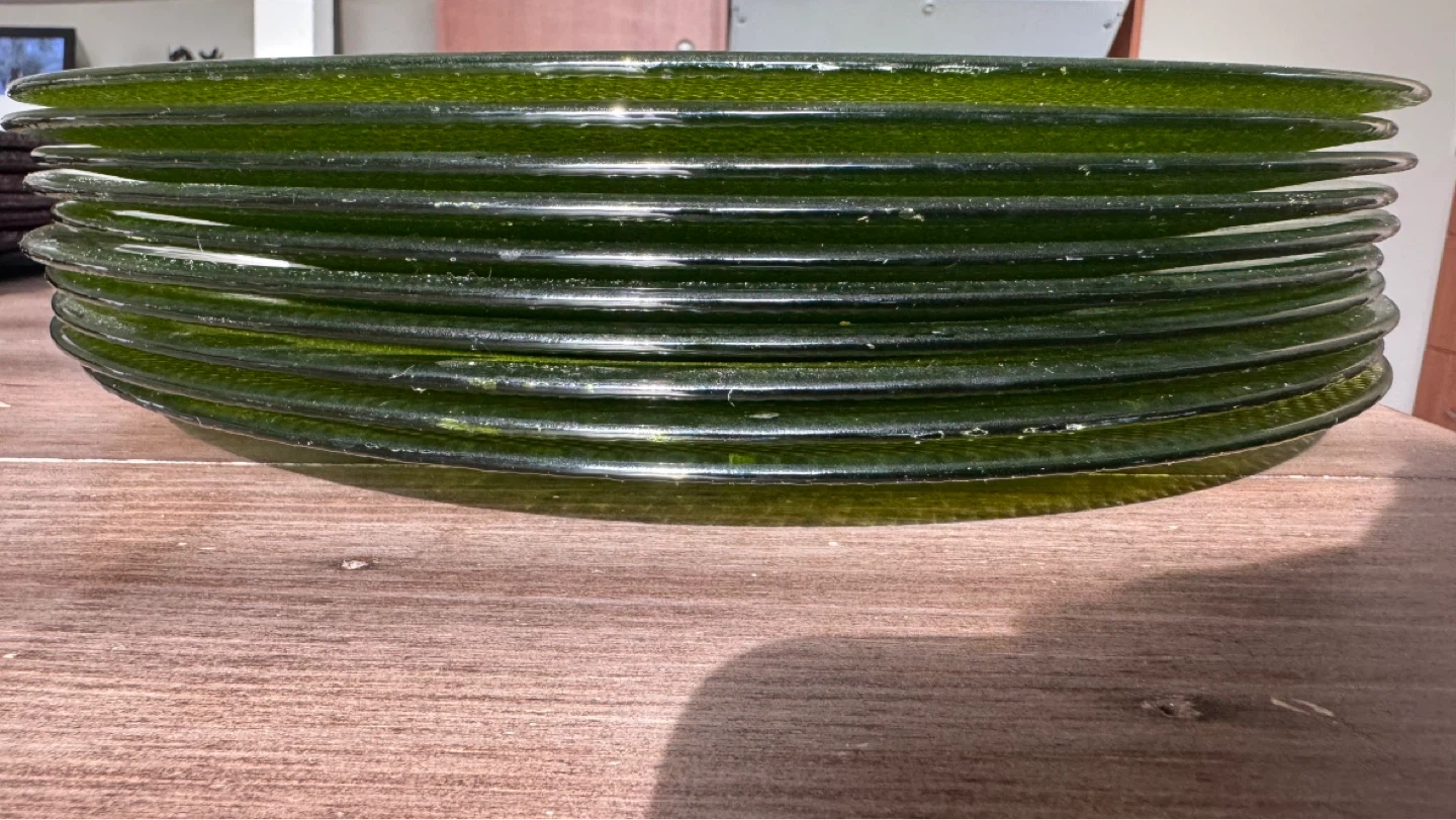 Green Glass Charger Plates Set of 8 plus woven place mats - photo 3