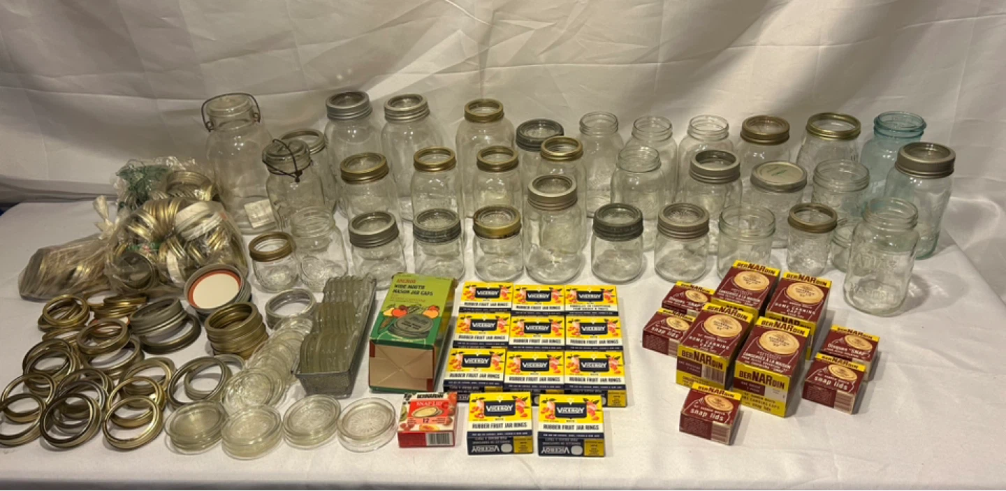 Collection of Vintage Canning Jars, Lids, and Rings