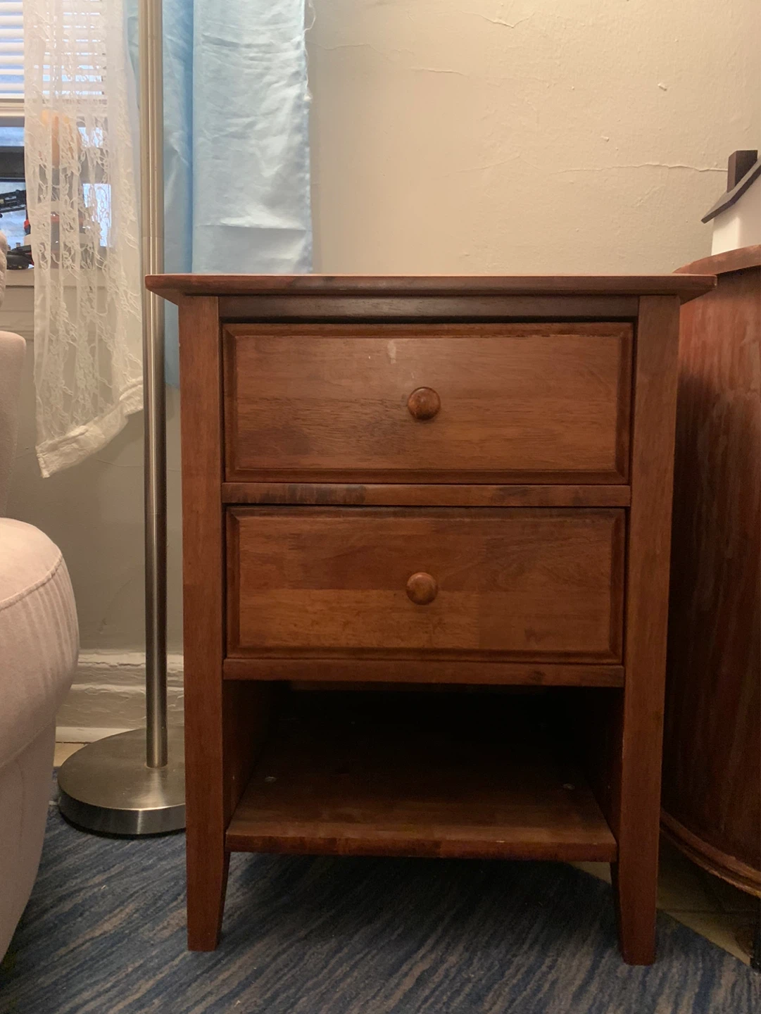 Wooden Nightstand with Drawers and Lower Shelf - photo 2