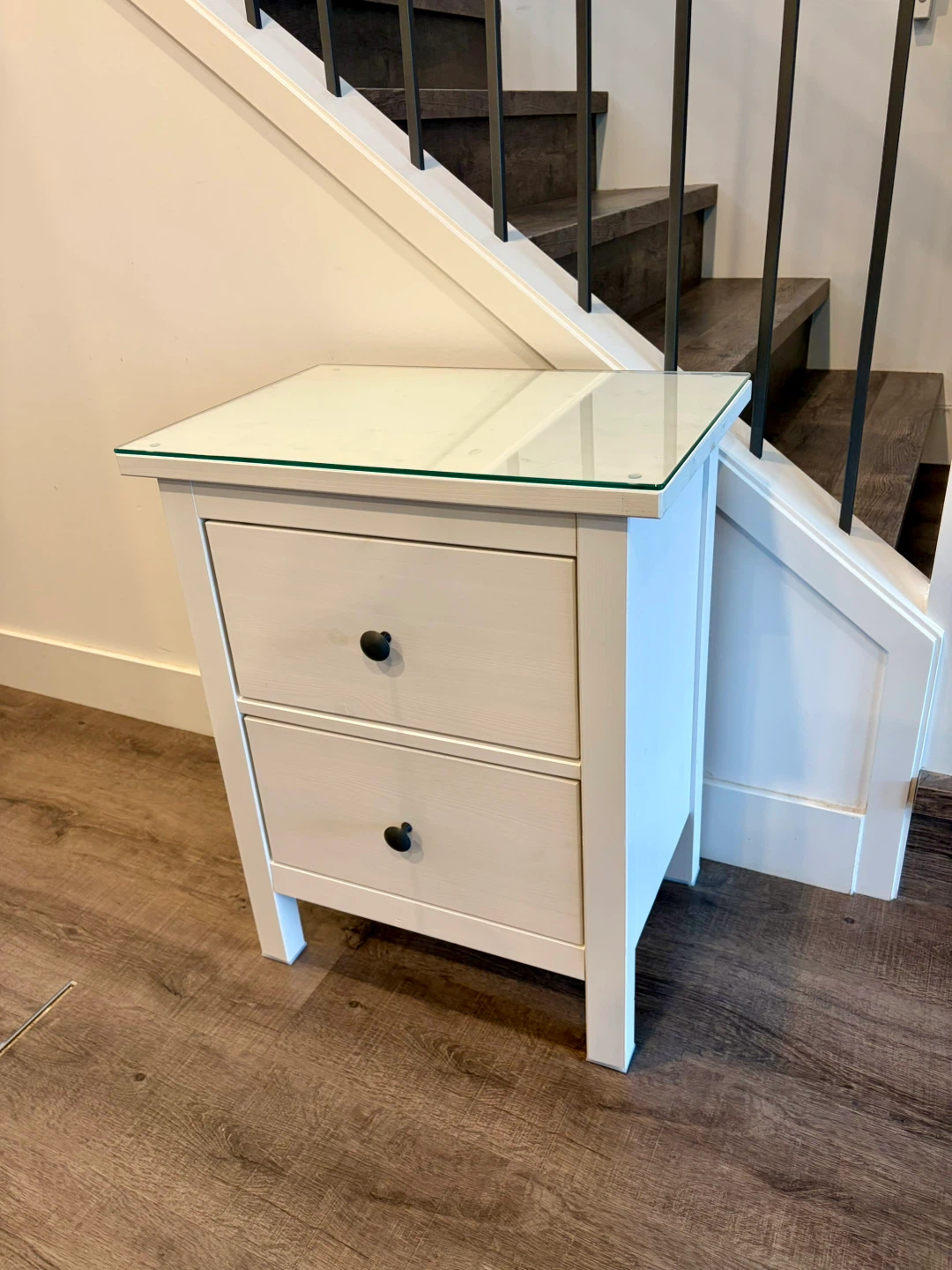 IKEA HEMNES nightstand with glass top