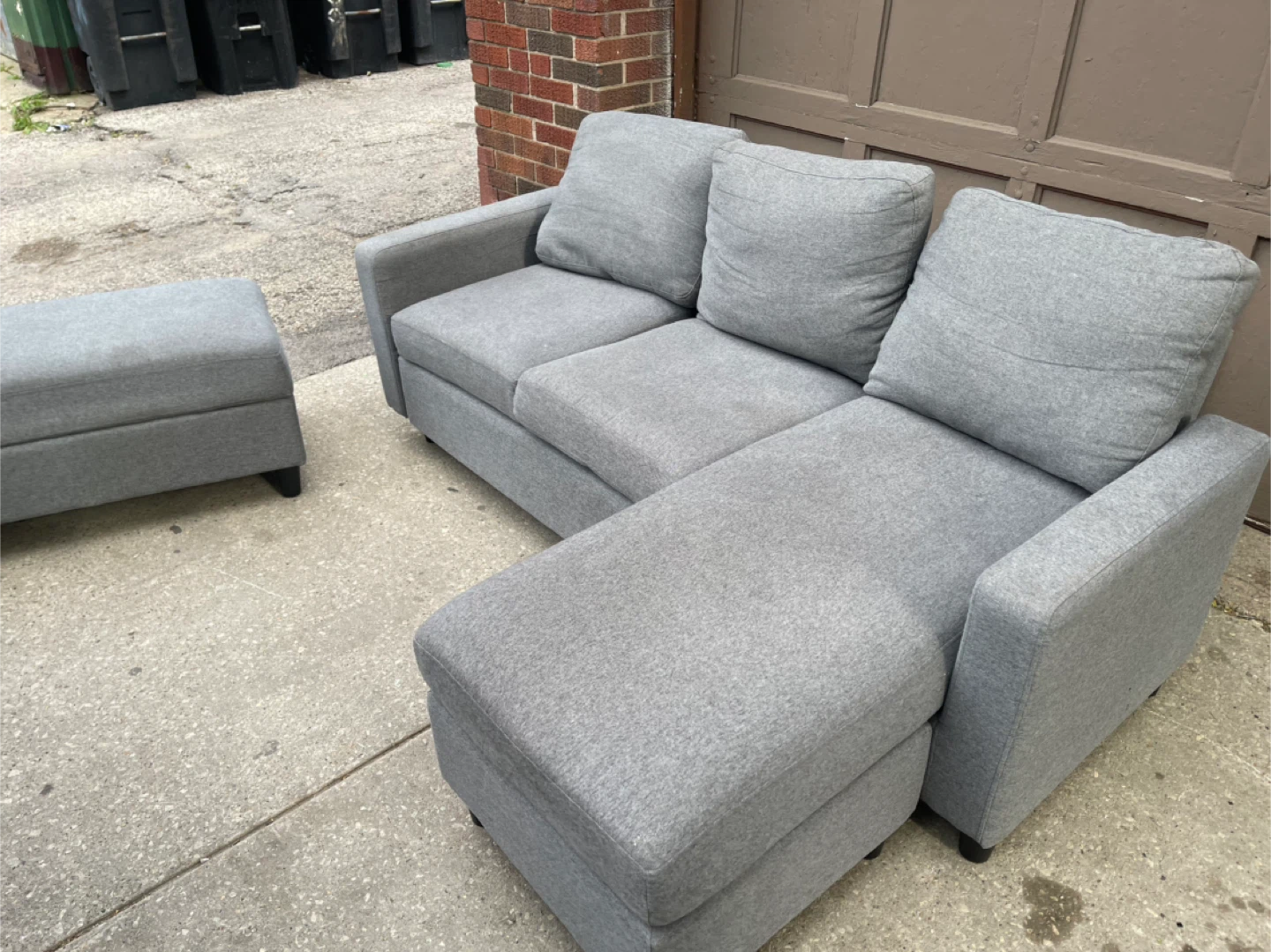 Grey Sectional Sofa with Storage Ottoman