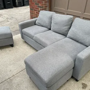 Grey Sectional Sofa with Storage Ottoman