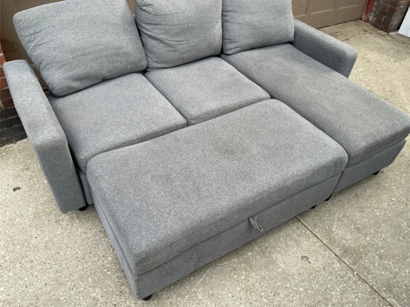 Grey Sectional Sofa with Storage Ottoman - photo 2