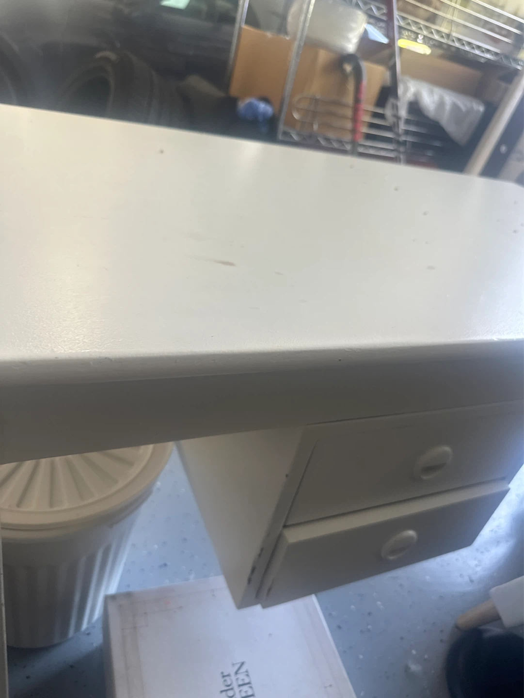 White Desk with Drawers and office chair - photo 2