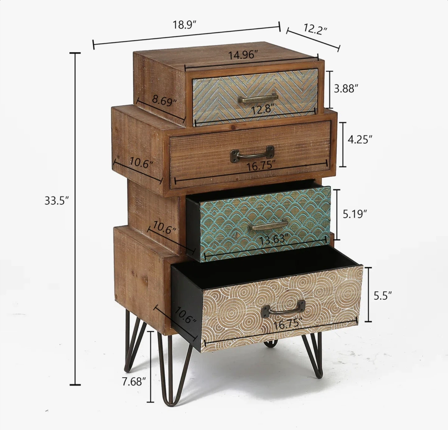 4-Drawer Inlaid Wood Accent Chest - photo 2