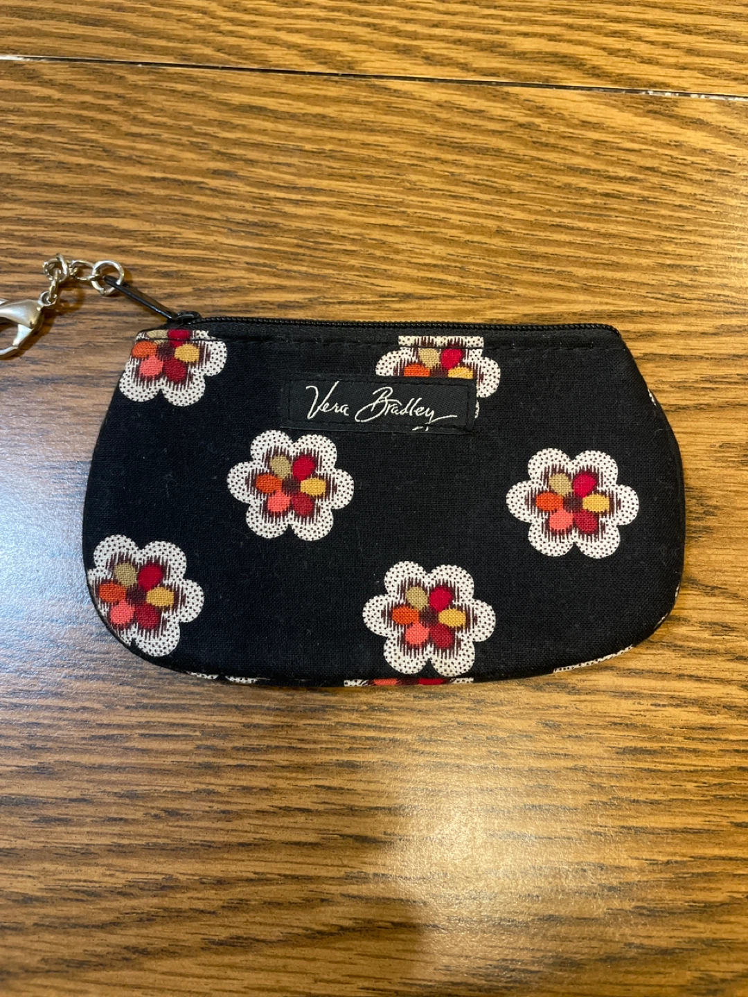 Vera Bradley Black Floral ID Case Coin Pouch