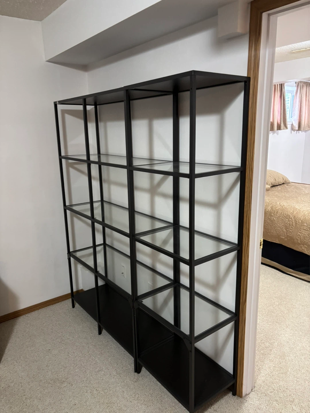 Black Metal and Glass Bookshelf/Display Unit