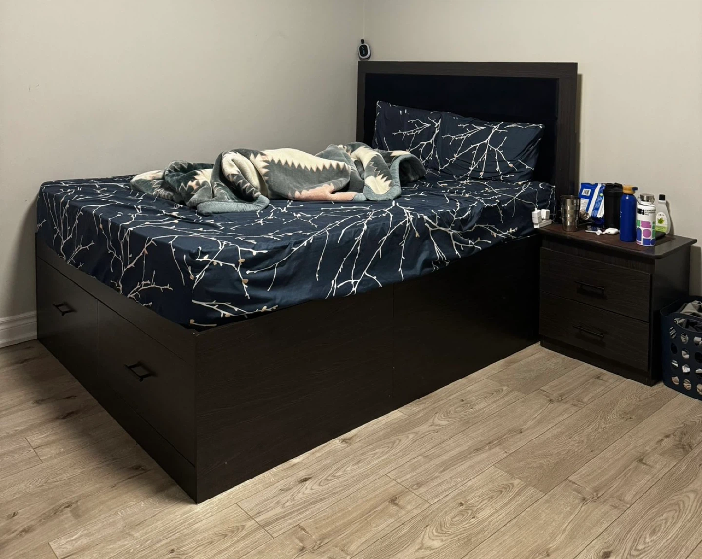Complete Dark Brown Wooden Bedroom Set for Sale
