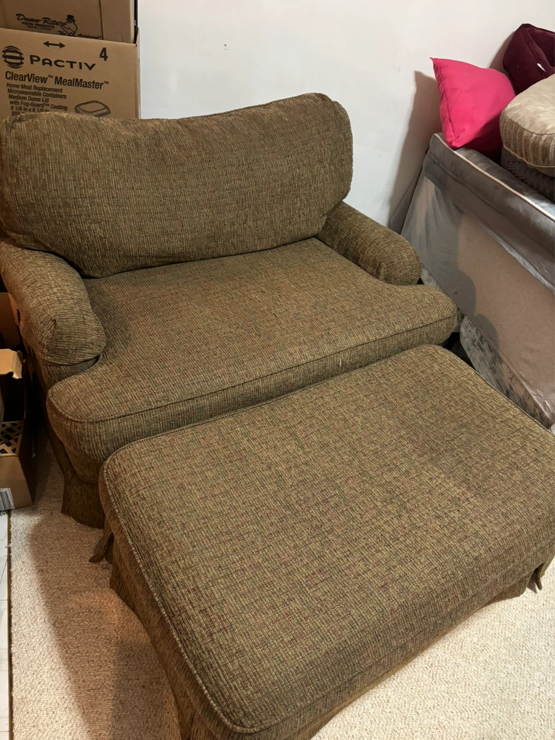 Brown Armchair with Ottoman