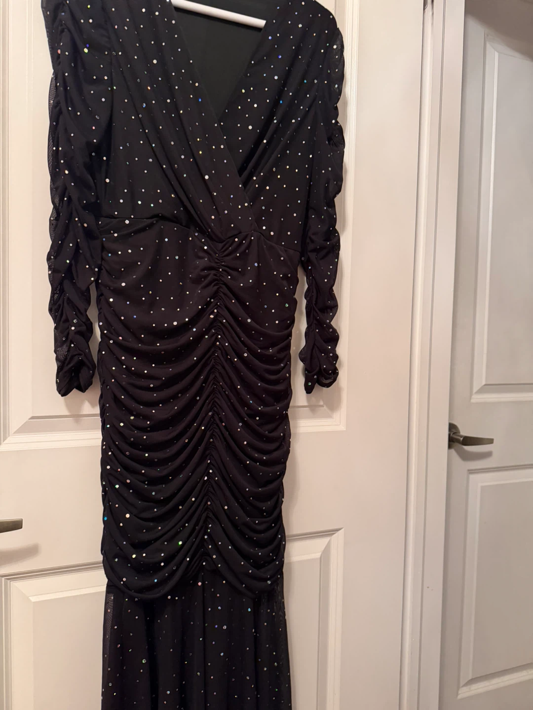 Black Ruched Sparkle Dress size large - photo 3