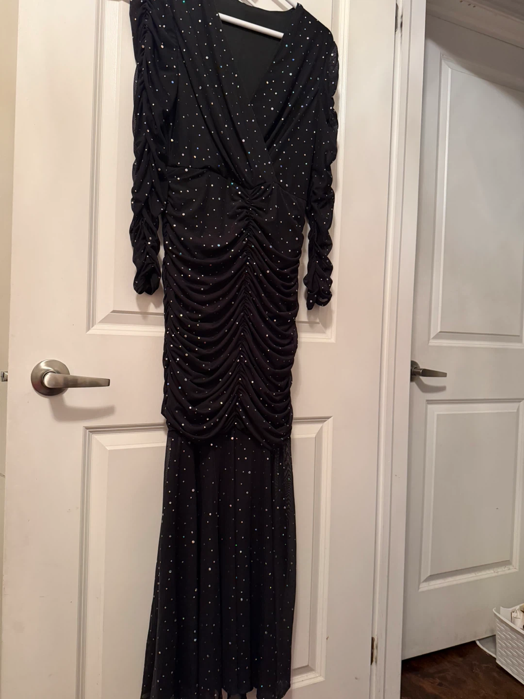 Black Ruched Sparkle Dress size large - photo 2