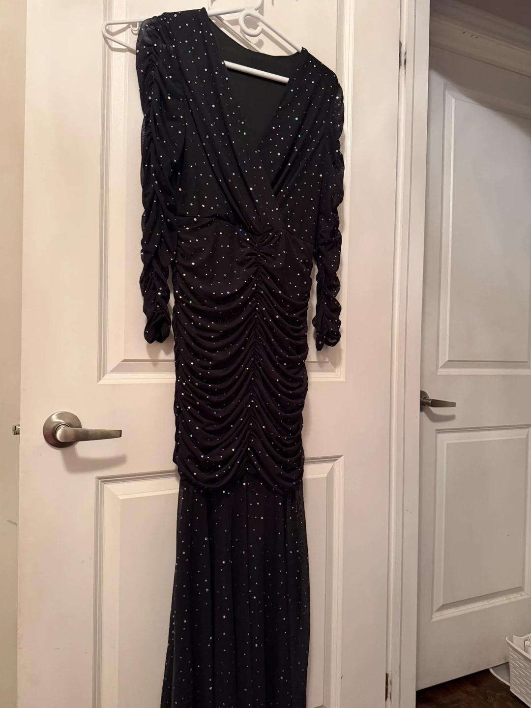 Black Ruched Sparkle Dress size large