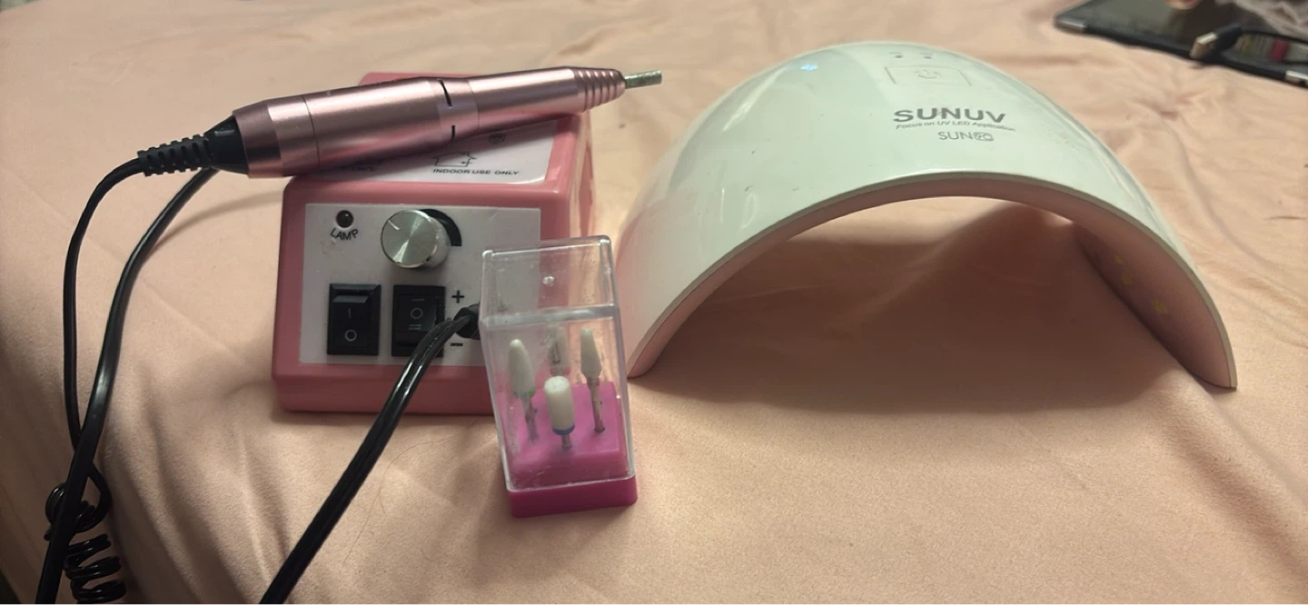 SUNUV Pink Electric Nail File Drill Machine with Bits & UV Lamp