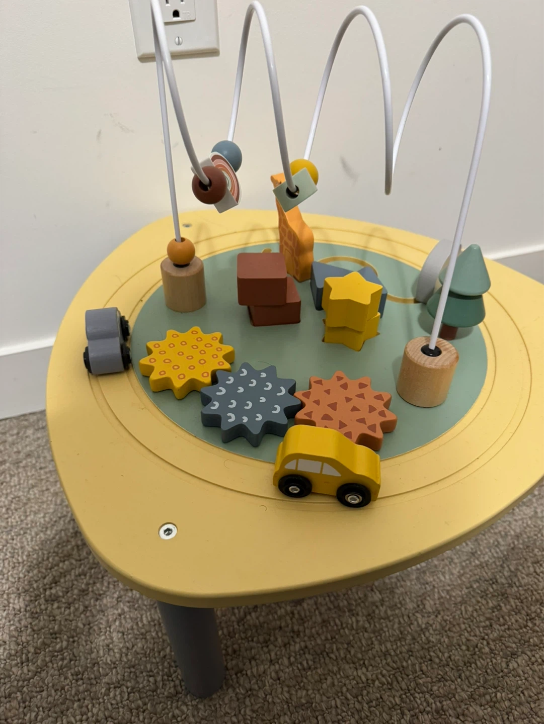 Wooden Activity Table with Beads and Toys