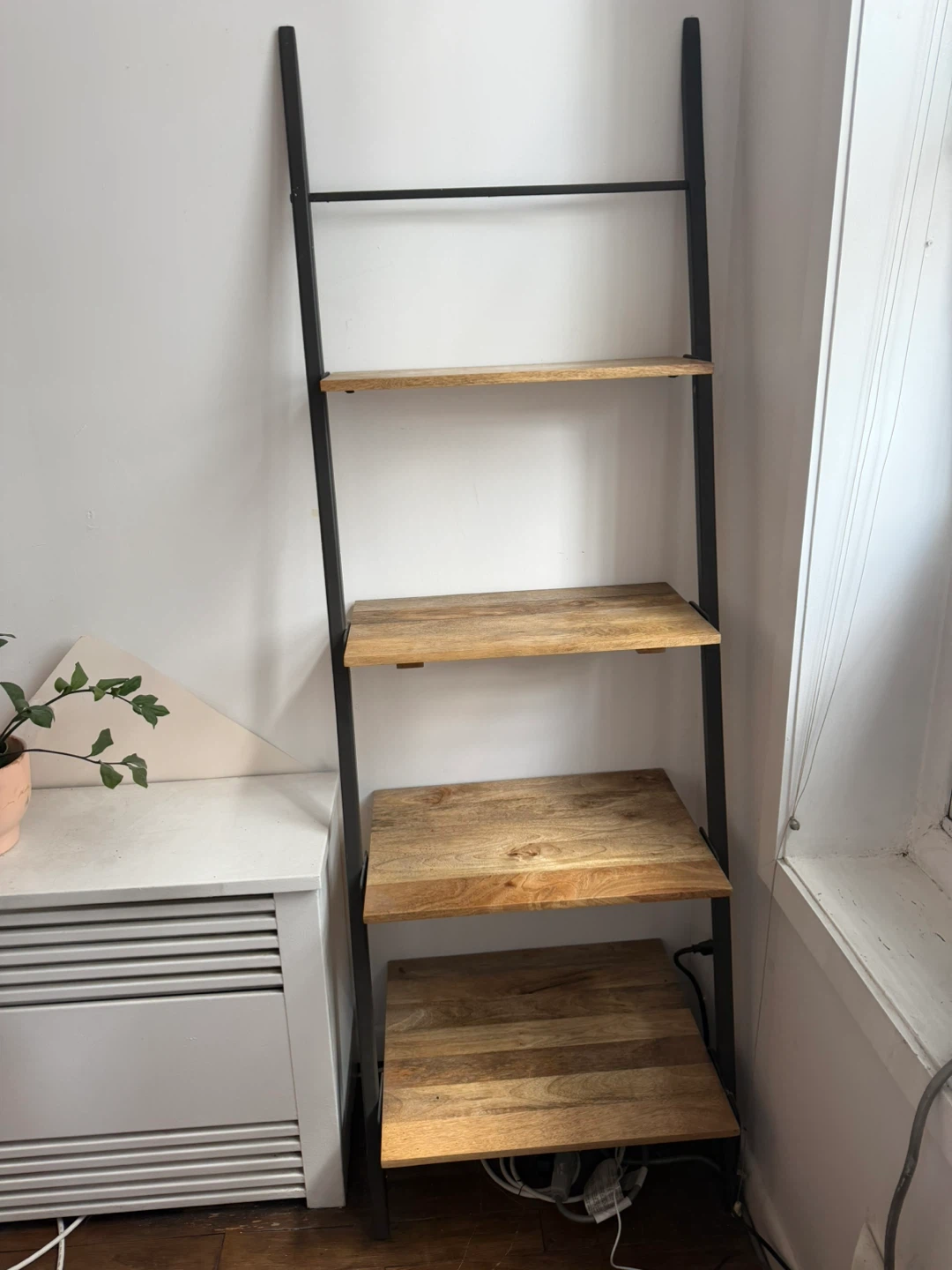 Ladder Bookshelf with Wooden Shelves