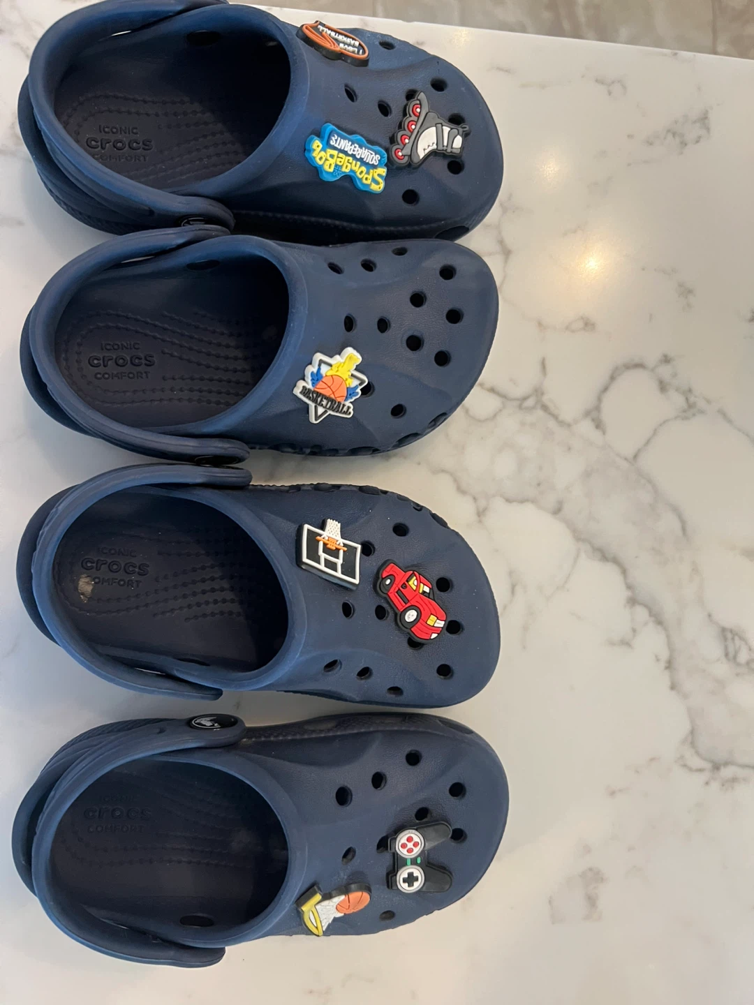 Navy Crocs with Jibbitz Charms