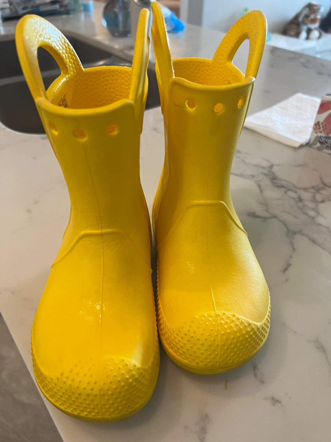 Yellow Crocs Rain Boots - Size 9