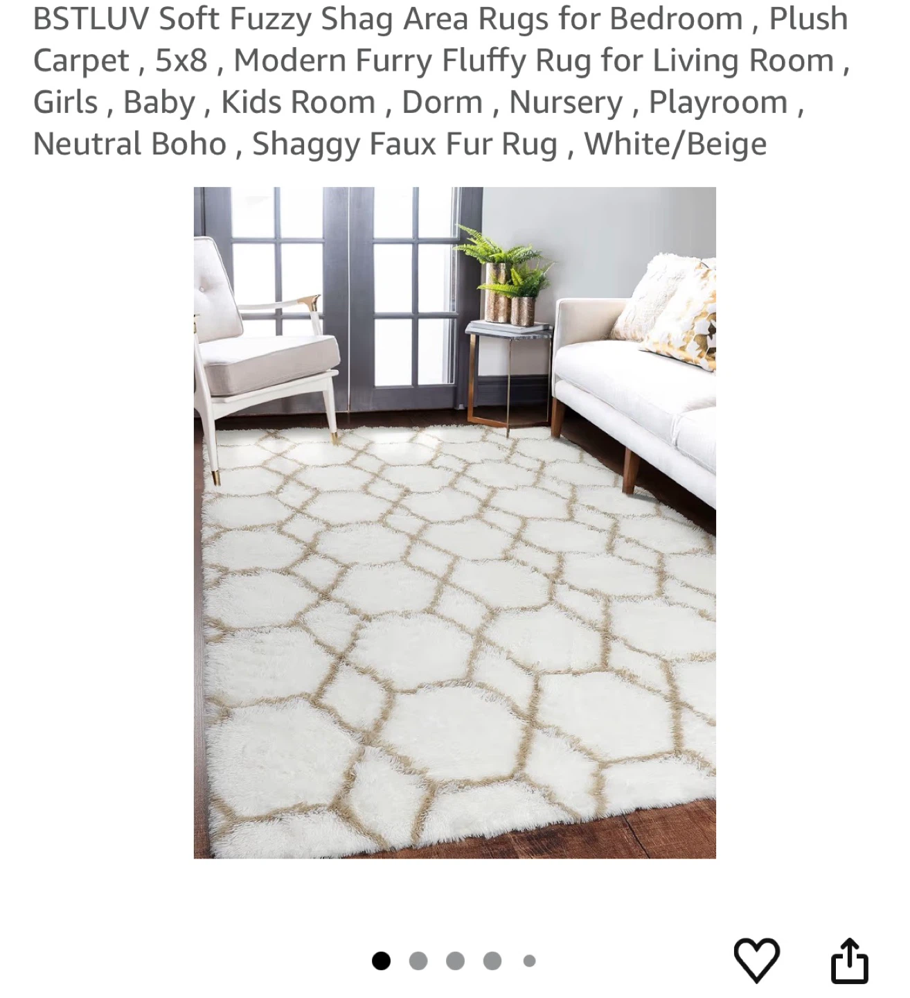 Rug - 5x8 ft - White/Beige