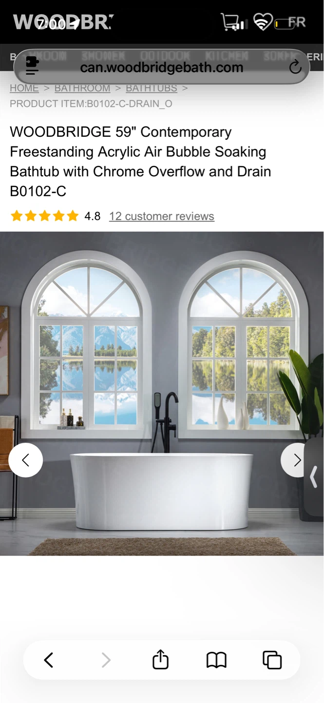 WOODBRIDGE 59" Freestanding  Air Bubble Soaking Bathtub - photo 5
