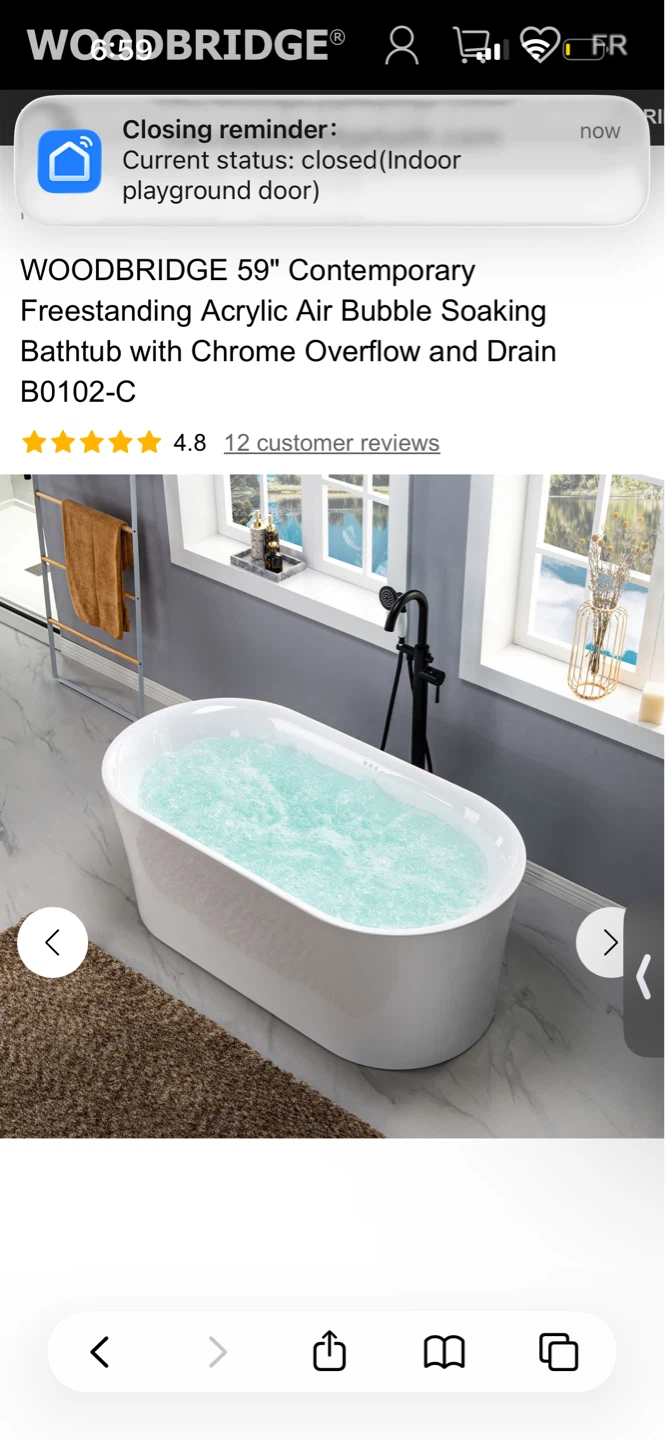 WOODBRIDGE 59" Freestanding  Air Bubble Soaking Bathtub - photo 4