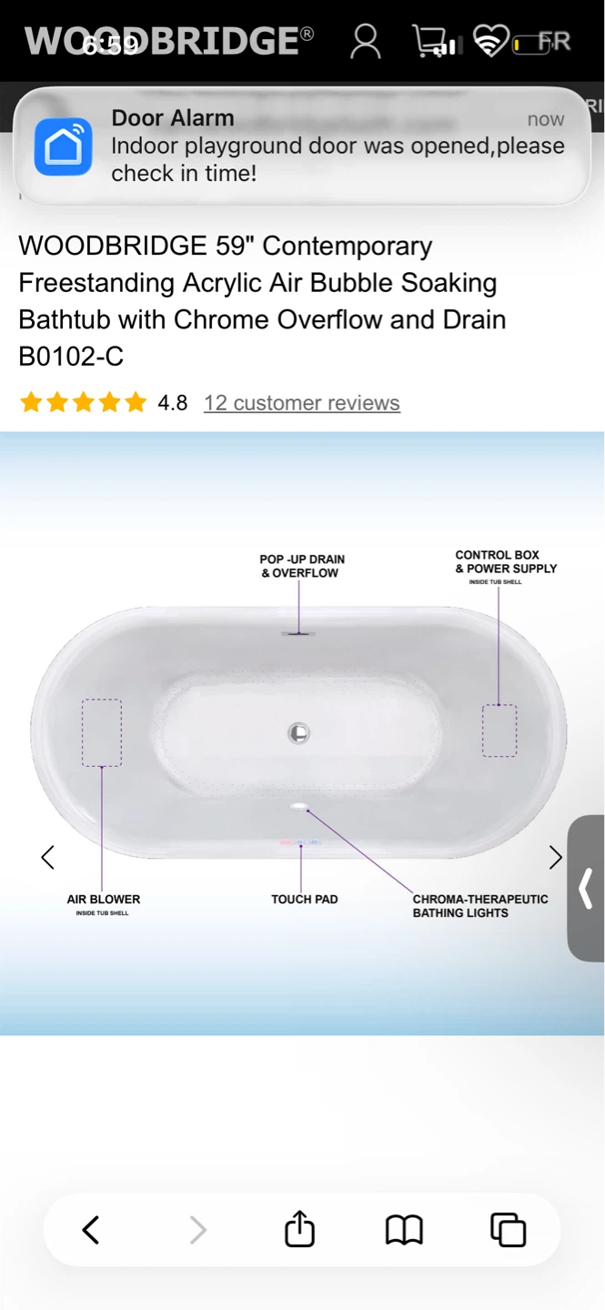 WOODBRIDGE 59" Freestanding  Air Bubble Soaking Bathtub - photo 3