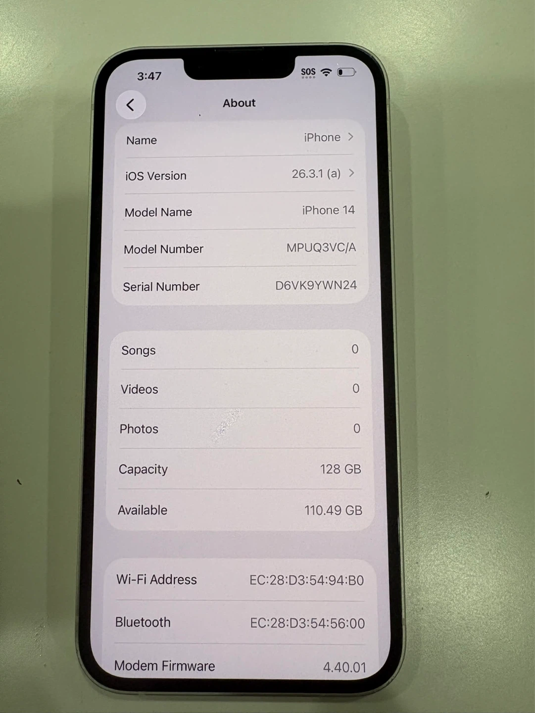 iPhone 14 128GB – 86% Battery – Unlocked – White - photo 5