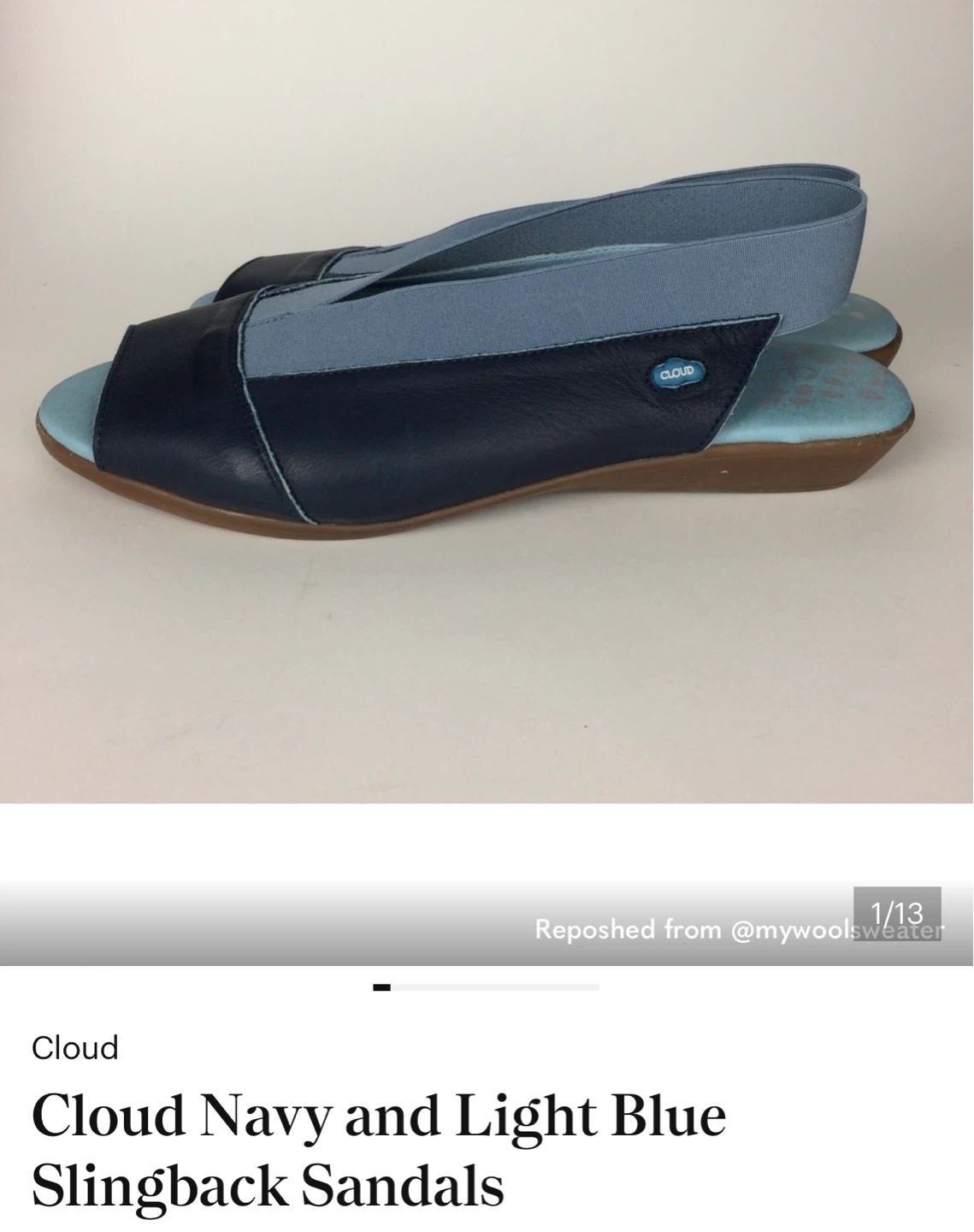 Cloud Navy and Light Blue Slingback Sandals - photo 3